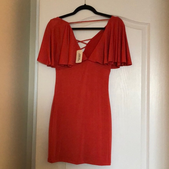 Strappy mini coral dress - Picture 2 of 2